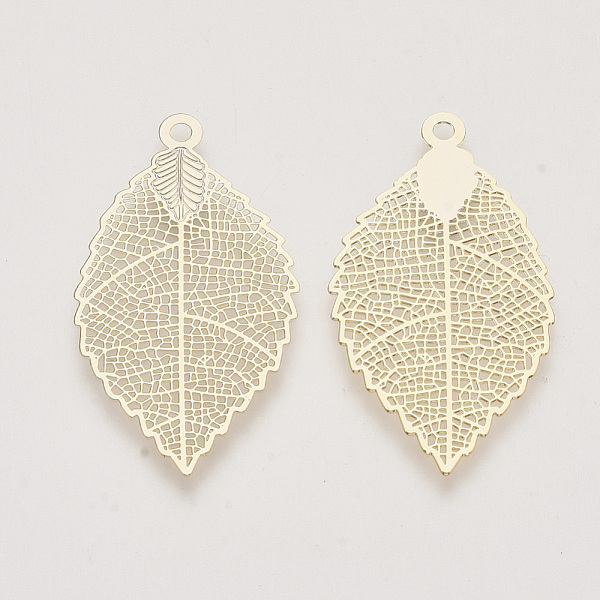 

PandaHall Brass Filigree Pendants, Nickel Free, Leaf, Real 18K Gold Plated, 35.5x20x0.3mm, Hole: 1.6mm Brass Leaf