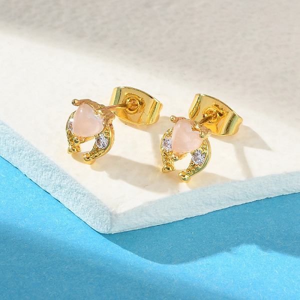 Boucles d'oreilles en laiton avec micro pavé de zircons cubiques pour femmes