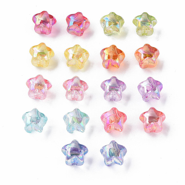 

PandaHall 1-Hole Transparent Acrylic Buttons, AB Color Plated, Star, Mixed Color, 13.5x14x11.5mm, Hole: 2.5mm, about 460pcs/500g Acrylic..., Multicolor