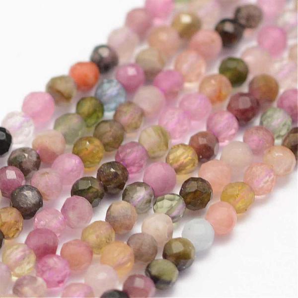 

PandaHall Natural Tourmaline Beads Strands, Faceted, Round, Grade A, Mixed Color, 2mm, Hole: 0.5mm, about 178pcs/strand, 15.3 inch(39cm)..., Multicolor