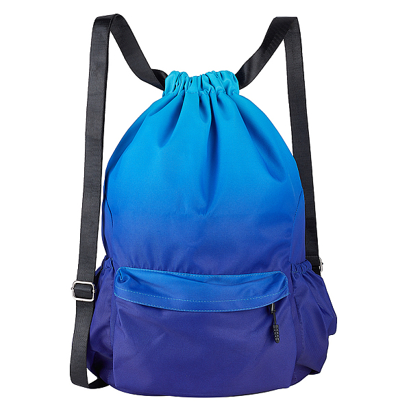 

PandaHall Oxford Cloth Drawstring Waterproof Backpack, Gradient Color Gym Storage Bags Oraganizer, for Fitness, Travel, Rectangle, Blue...