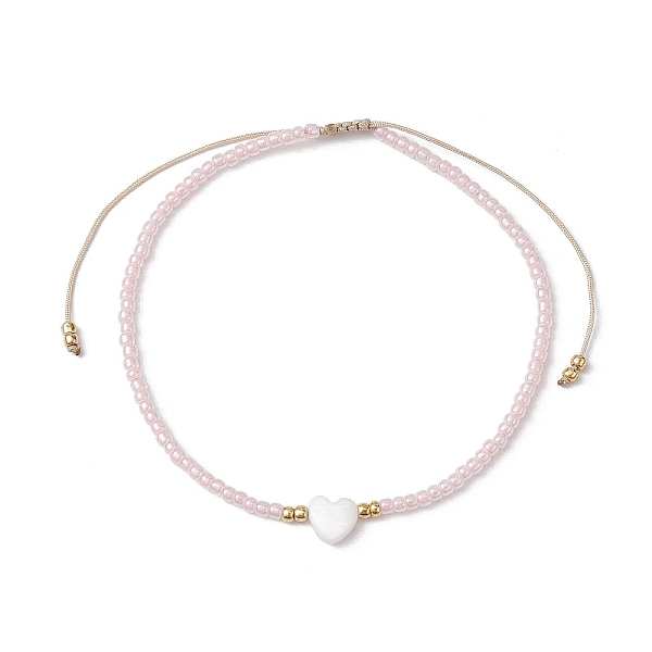 

PandaHall Heart Natural Shell & Glass Seed Braided Bead Bracelets, Adjustable Nylon Bracelet, Lavender Blush, Inner Diameter: 2-1/4~3-1/2...