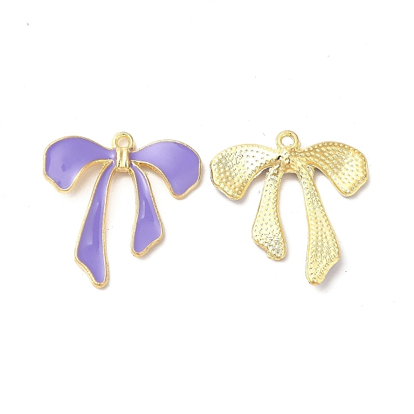 

PandaHall Alloy Enamel Charms, Cadmium Free & Nickel Free & Lead Free, Golden, Bowknot Charm, Medium Purple, 26.5x26x3.8mm, Hole: 1.5mm...