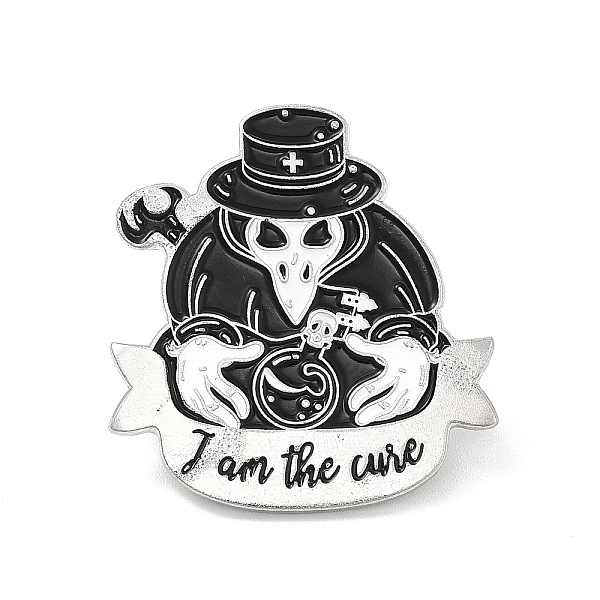 

PandaHall Plague Doctor Enamel Pin, Platinum Alloy Word I Am The Cure Brooch for Clothes Backpack, Bird Pattern, 30.5x28.5x1.5mm..., Black