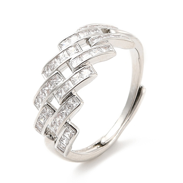 

PandaHall Clear Cubic Zirconia Rhombus Adjustable Ring, Rack Plating Brass Jewelry for Women, Cadmium Free & Lead Free, Platinum, US Size 7...