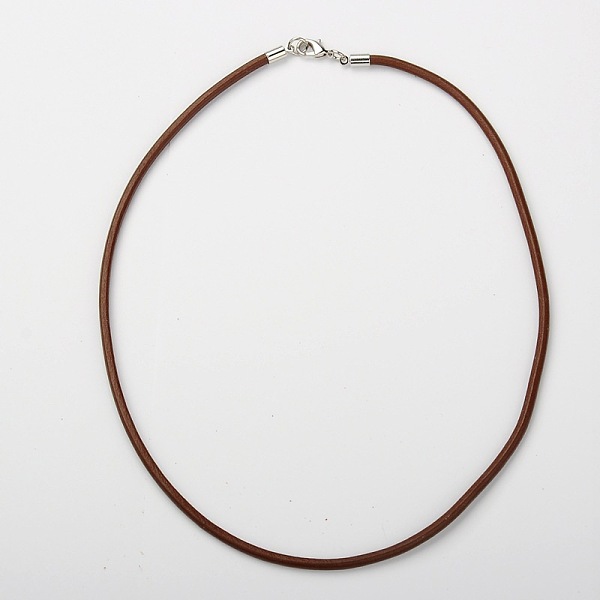 

PandaHall Cowhide Leather Necklace Making, with Brass Lobster Claw Clasps and Brass Cord Ends, Platinum Metal Color, Saddle Brown, 46x0.3cm...