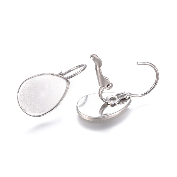 

PandaHall 304 Stainless Steel Leverback Earring Findings, Cabochon Settings, Teardrop, Stainless Steel Color, Tray: 14x9.2mm, 22.5mm, Pin...