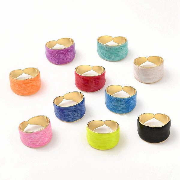 Enamel Plain Band Open Cuff Rings