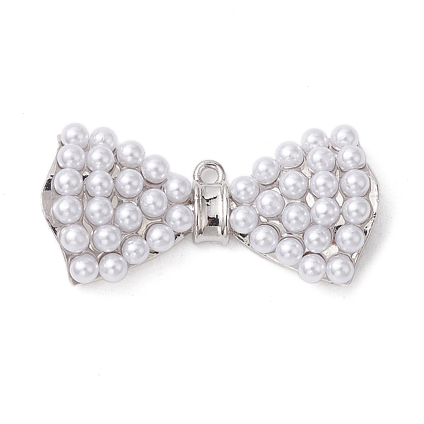 

PandaHall Rack Plating Brass Pendants, with Plastic Pearl Beads, Long-Lasting Plated, Lead Free & Cadmium Free, Bowknot, Platinum...