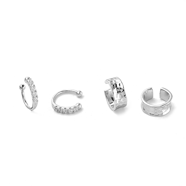 

PandaHall Brass Micro Pave Clear Cubic Zirconia Cuff Earrings Sets, Platinum, 13x11.5x2mm, Inner Diameter: 10.2mm, 12x11x5mm, Inner Diameter...