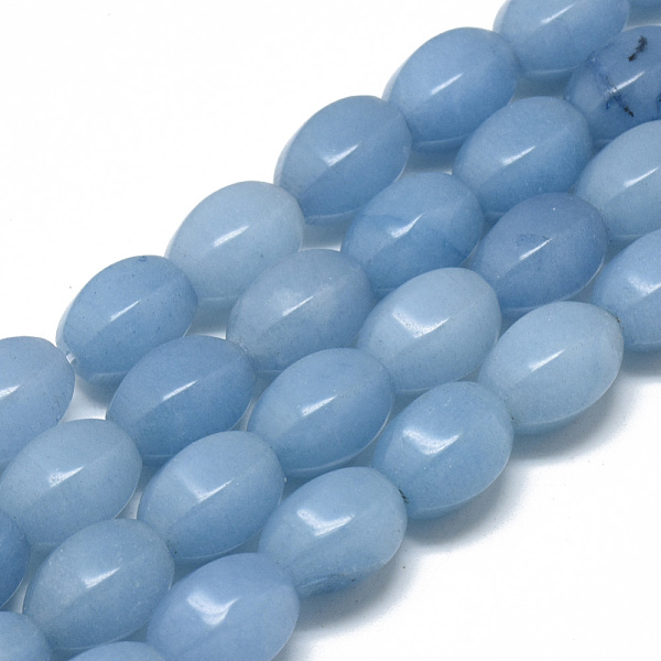 

PandaHall Natural Aquamarine Bead Strands, Dyed, Rice, 14x10mm, Hole: 1mm, about 28pcs/strand, 15.7 inch Aquamarine Rice