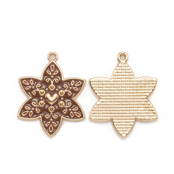 

PandaHall Alloy Enamel Pendants, for Christmas, Light Gold, Snowflake, Camel, 29.5x23x2mm, Hole: 1.6mm Alloy+Enamel Snowflake Brown