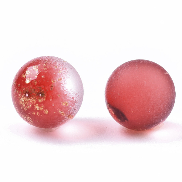 

PandaHall Transparent Spray Painted Frosted Glass Beads, with Golden Foil, No Hole/Undrilled, Round, FireBrick, 8mm Glass Round Red