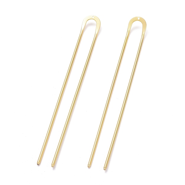 

PandaHall Brass Hair Fork Findings, U Shaped, Golden, 130x13.5x2mm, Hole: 1.4mm Brass