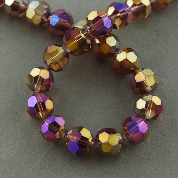

PandaHall Electroplate Glass Beads Strands, AB Color Plated, Faceted(32 Facets), Round, Purple, 6x5mm, Hole: 1mm, about 100pcs/strand, 21...