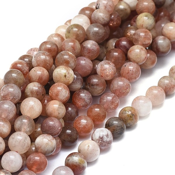 PandaHall Natural Sunstone Beads Strands, Round, 8mm, Hole: 0.8mm, about 52pcs/strand, 15.75 inch(40cm) Sunstone Round