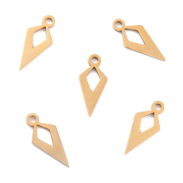 

PandaHall Ion Plating(IP) 201 Stainless Steel Pendants, Quadrangle, Golden, 15x6.5x1mm, Hole: 1.5mm 201 Stainless Steel Rhombus
