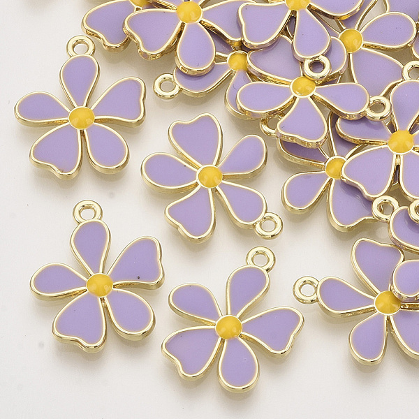 

PandaHall Alloy Enamel Pendants, Light Gold, Flower, Medium Purple, 20x17x2mm, Hole: 1.6mm Alloy+Enamel Flower Purple