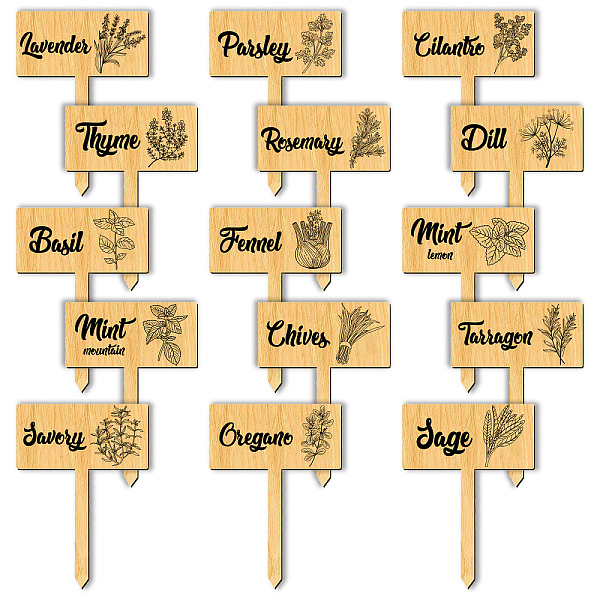 

PandaHall Wood Plant Labels, for Seed Potting, Herbs, Flowers, Vegetables, Name, Word, 70x50x3mm, 15pcs/set Wood Word