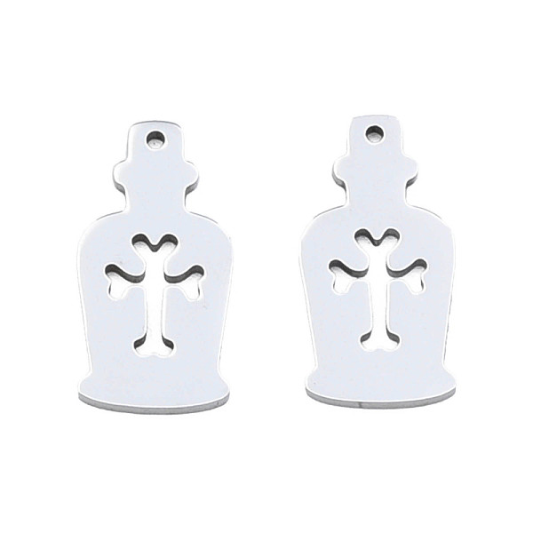 

PandaHall 201 Stainless Steel Pendants, Halloween Style, Bottle with Cross, Stainless Steel Color, 25x12x1mm, Hole: 1.4mm 201 Stainless...