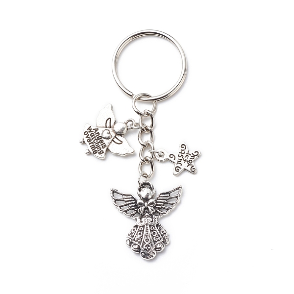 

PandaHall Angel Wing Tibetan Style Alloy Pendants Keychain, Star with Word Just For You Keychains, Antique Silver, 7.9cm Alloy Angel & Fairy