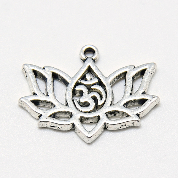 

PandaHall Tibetan Style Alloy Pendants, Lotus with Aum/Om Symbol, Cadmium Free & Nickel Free & Lead Free, Antique Silver, 16.5x20.5x1.5mm...
