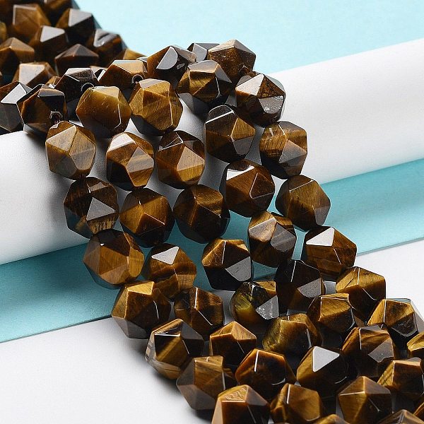 

PandaHall Natural Tiger Eye Beads Strands, Faceted, Star Cut Round Beads, Grade A, 9.5~10.5x9~9.5x9~9.5mm, Hole: 1.2mm, about...