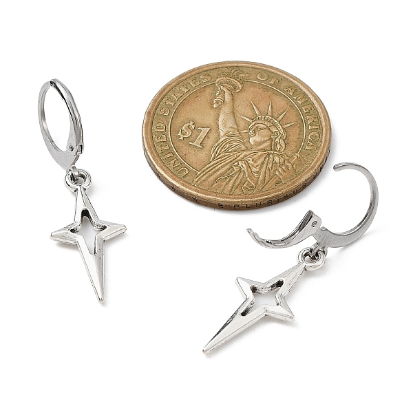 Tibetan Style Alloy Hollow Star Dangle Leverback Earrings