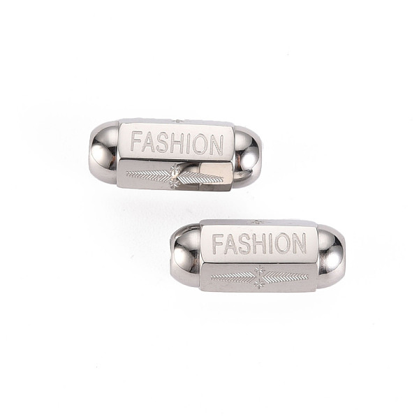 

PandaHall 304 Stainless Steel Beads, Oval with Word Fashion, Stainless Steel Color, 15x6.5x6mm, Hole: 2.5mm 304 Stainless Steel Hexagon