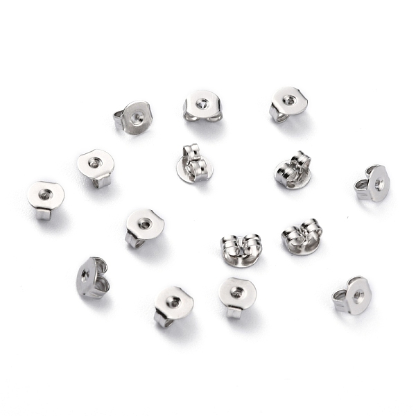 

PandaHall Brass Friction Ear Nuts, Ear Locking Earring Backs for Post Stud Earrings, Platinum, 5x5x3mm,Hole:1mm Brass