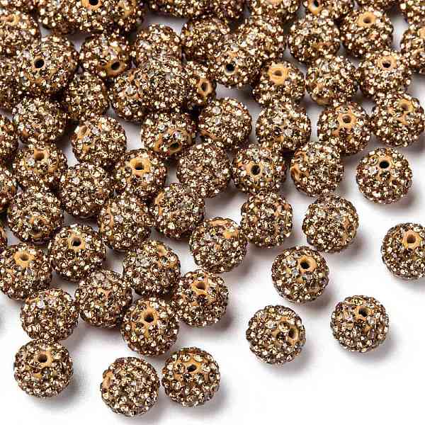 

PandaHall Polymer Clay Rhinestone Beads, Pave Disco Ball Beads, Grade A, Round, PP15, Light Colorado Topaz, 10mm, Hole: 1.8~2mm Polymer..., Yellow