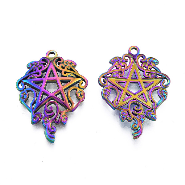 

PandaHall 201 Stainless Steel Pendants, Star, Rainbow Color, 35x24.5x3mm, Hole: 2mm 201 Stainless Steel Star