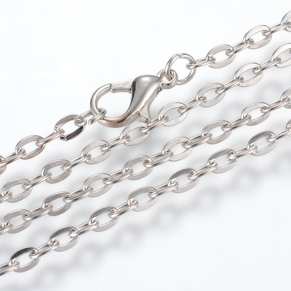 

PandaHall Iron Cable Chains Necklace Making, with Lobster Clasps, Unwelded, Platinum, 17.7 inch(45cm) Iron