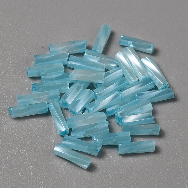 

PandaHall Opaque Colours Glass Twist Bugle Beads, Round Hole, Dark Turquoise, 6~7x2mm, Hole: 0.9mm, 270pcs/bag Glass