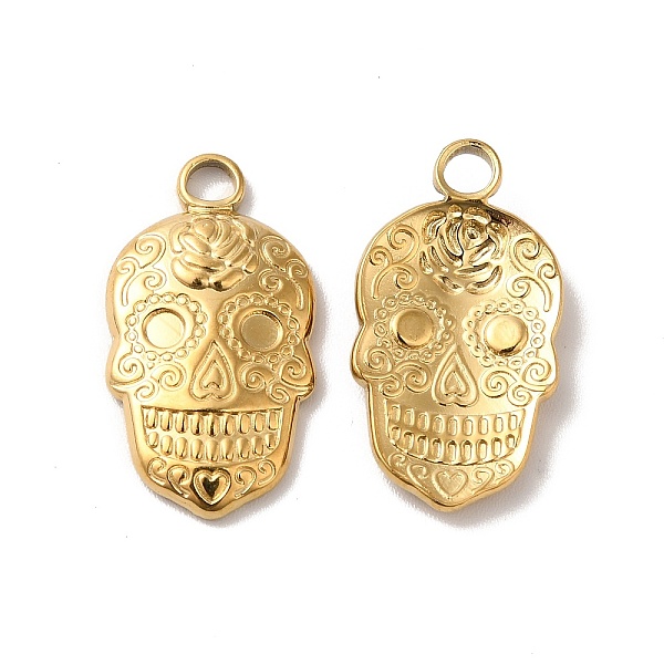 

PandaHall Ion Plating(IP) 304 Stainless Steel Pendant Rhinestone Settings, Halloween Skull, Real 18K Gold Plated, Fit for 2mm Rhinestone...