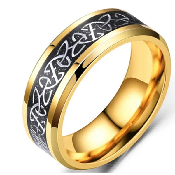 

PandaHall Titanium Steel Triquetra/Trinity Knot Finger Rings for Men Women, Golden, Inner Diameter: 18.2mm Titanium Steel