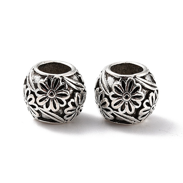 

PandaHall Tibetan Style Alloy Beads, Large Hole Beads, Round, Antique Silver, 9.5x8mm, Hole: 4.9mm Alloy Round
