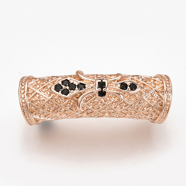 

PandaHall Brass Micro Pave Cubic Zirconia Tube Beads, Large Hole Beads, Black, Rose Gold, 28x9x9.5mm, Hole: 6mm Brass+Cubic Zirconia Tube...