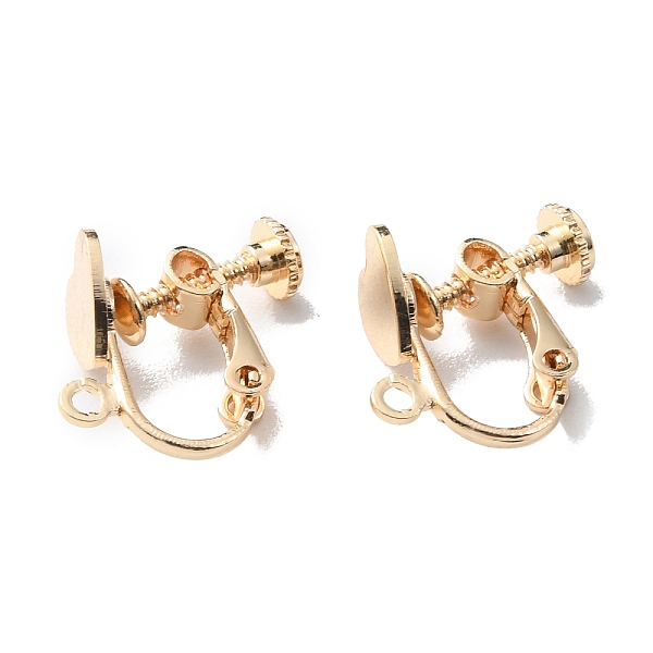 

PandaHall Heart Brass Clip-on Earring Findings, Components Screw Back Ear Wire Non Pierced Earring Converter, with Vertical Loop, for...
