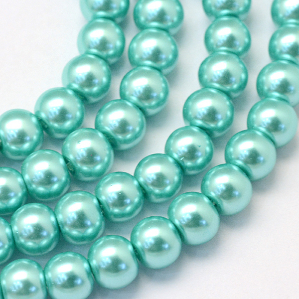 

PandaHall Baking Painted Pearlized Glass Pearl Round Bead Strands, Turquoise, 6~7mm, Hole: 1mm, about 145pcs/strand, 31.4 inch Glass Round..., Green