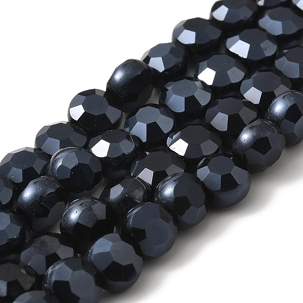 

PandaHall Electroplate Glass Beads Strands, Pearl Luster Plated, Faceted, Flat Round, Black, 6x4mm, Hole: 1mm Glass Flat Round Black