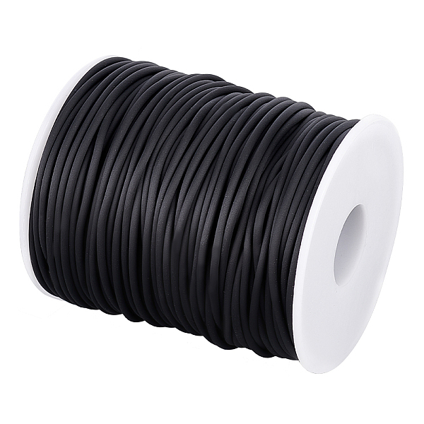 

PandaHall 54.68 Yards Solid Rubber Cord, 2mm Black Plastic Rope Hollow Rubber Tubing Cord Round Elastic Cord Beading Crafting Stretch...