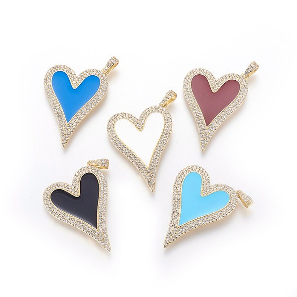 

PandaHall Brass Pendants, with Cubic Zirconia and Enamel, Heart, Golden, Mixed Color, 41x30.5x2mm, Hole: 3x5mm Brass+Cubic Zirconia+Enamel..., Multicolor