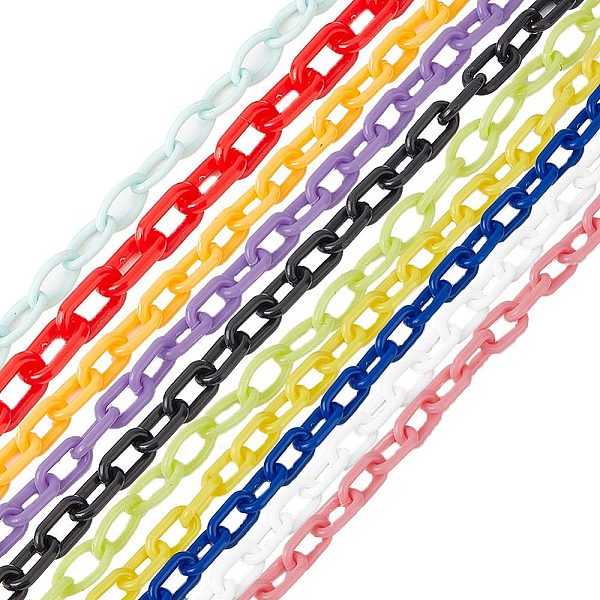 

PandaHall SUNNYCLUE 40 Strands 10 Colors Opaque Acrylic Cable Chains, Oval, Mixed Color, 13x8x2mm, about 164.04 Feet(50m)/strand, 4..., Multicolor