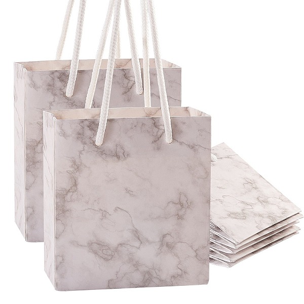 

PandaHall Marble Pattern Paper Gift Shopping Bags, with Handle, for Wedding Birthday Baby Shower Recycled Bag, Rectangle, White, 12x11x1cm...