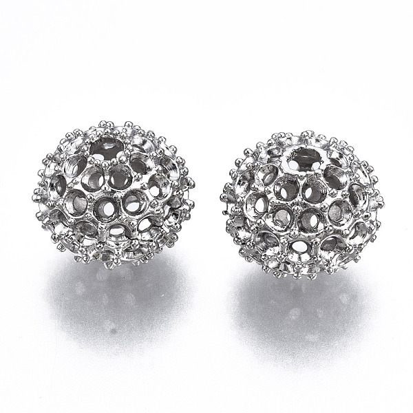 

PandaHall Brass Beads, Nickel Free, Hollow, Round, Real Platinum Plated, 11.5x13.5x11.5mm, Hole: 2.5mm Brass Round