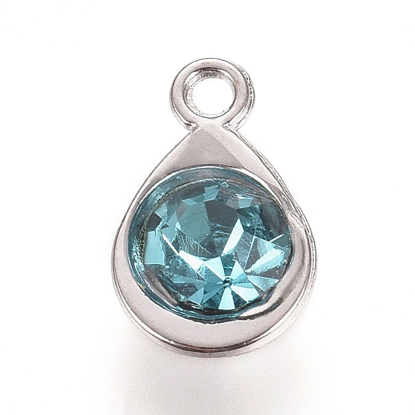 

PandaHall Faceted Glass Charms, with Platinum Plated Alloy Findings, Teardrop, December Birthstone Charms, Aquamarine, 11.3x7.2x4.2mm, Hole..., Cyan