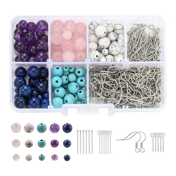 

PandaHall DIY Jewelry Set Making, Earrings with Natural Amethyst & Rose Quartz & Lapis Lazuli Beads, Synthetic Howlite & Gemstone Beads, 304..., Multicolor