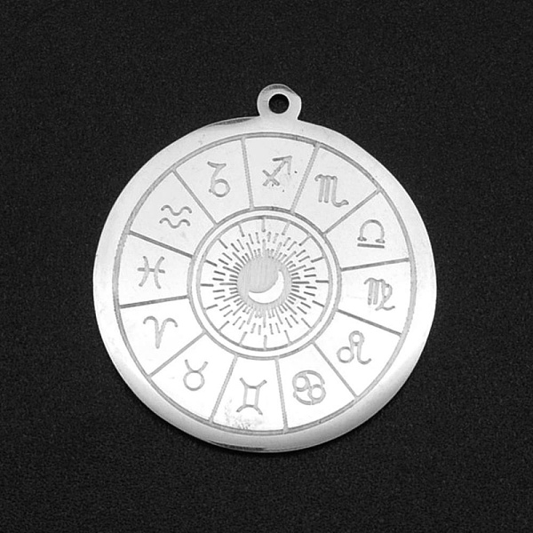 

PandaHall 201 Stainless Steel Pendants, Laser Cut, Flat Round with Constellation, Stainless Steel Color, 27.5x25x1mm, Hole: 1.4mm 201...