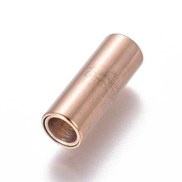 

PandaHall 304 Stainless Steel Magnetic Clasps with Glue-in Ends, Column, Rose Gold, 16x6mm, Hole: 4mm 304 Stainless Steel Column